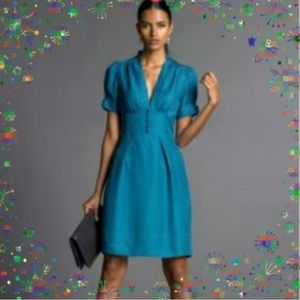 Banana Republic teal silk pocket polka dot dress NWT